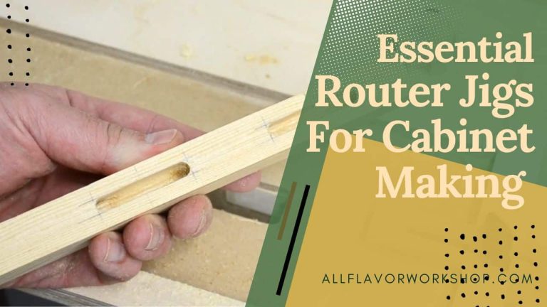 Essential router jigs for cabinet making shown in a small workshop setup