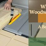Woodworker using a tapering jig, with text overlay reading "What is a woodworking jig - a beginner's guide"