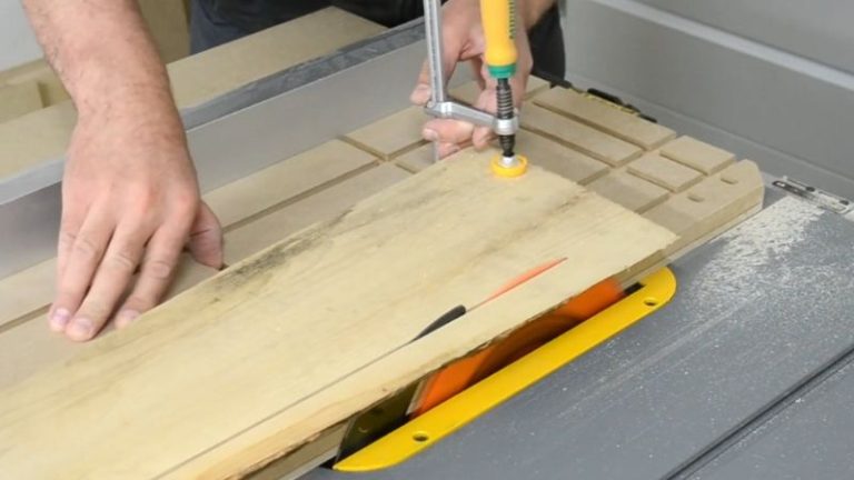 Using a jointer sled to clean up the edge of a rough board