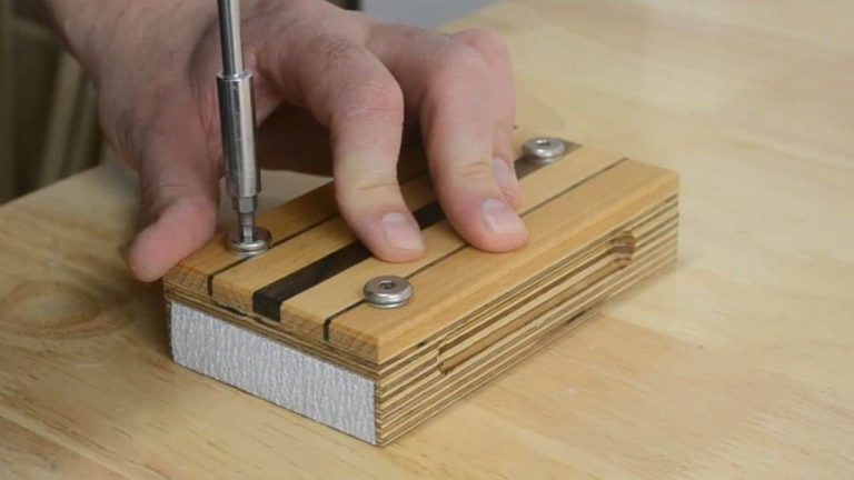 Sanding block fully assembled with a sandpaper strip in place