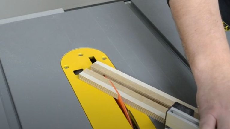 Cutting a 120 degree angle on the end of the T-track fence using a table saw sled