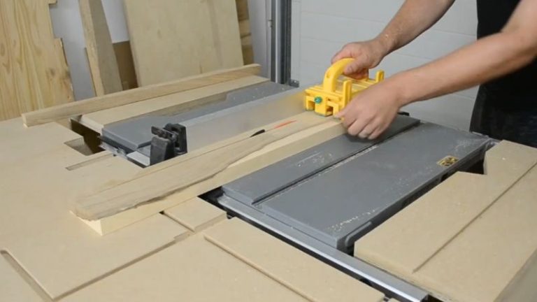 Cutting walnut, padauk, ash, and beech boards into 2.5 cm strips on a table saw.