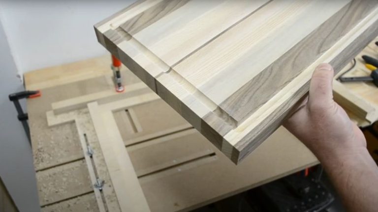 Close-up of a router cutting a rounded corner of a juice groove.