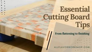 Tips for making cutting boards—cleaner glue-ups, flatter panels, and safer routing using a router flattening sled, taped cauls, and bench cookies.