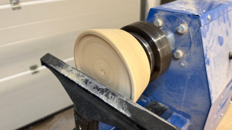 Marking intended wall thickness at the rim with a pencil before hollowing