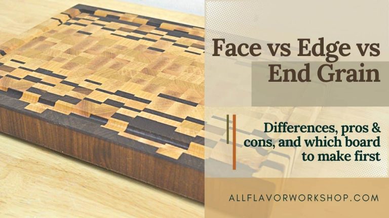 Face vs edge vs end grain cutting boards — simple visual showing wood orientation and differences for beginners.