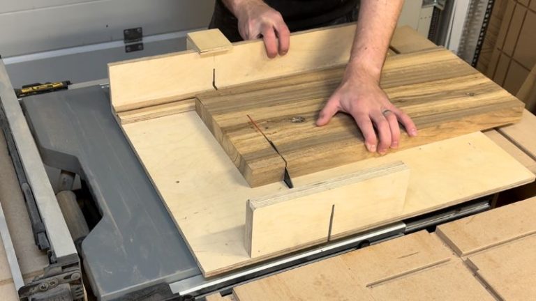 Trimming the ends of a planed cutting board blank to remove snipe and cracks.