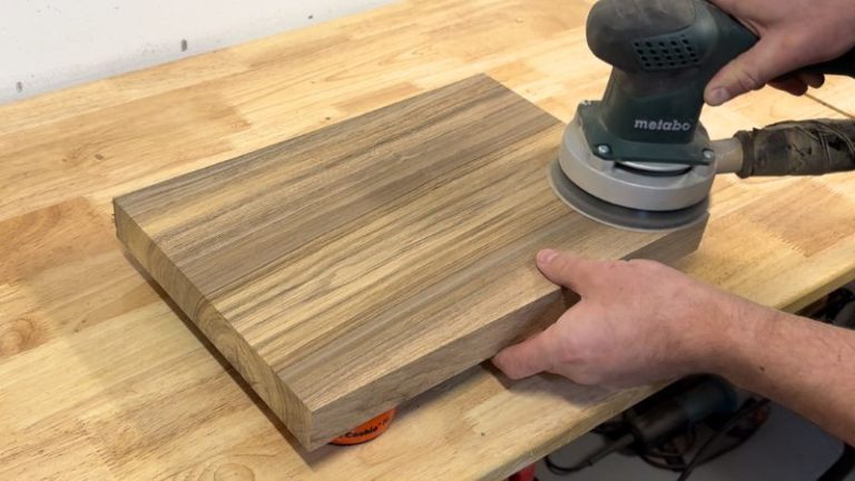 Fist sanding before moving to cutting a juice groove.