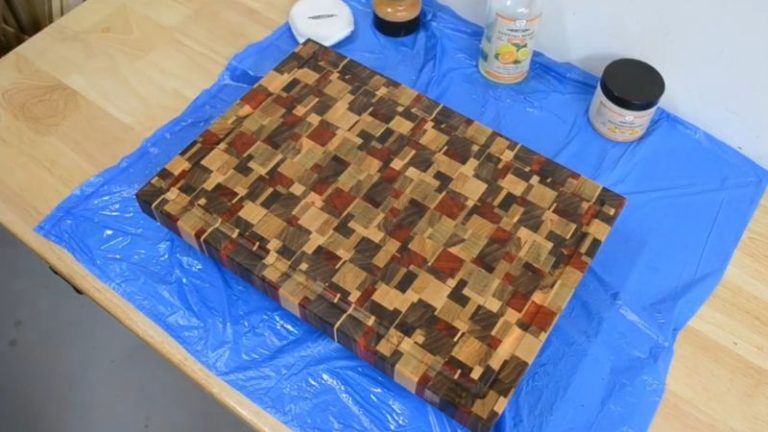 Finished cutting board after Clark’s oil and wax, with a smooth sheen and protected surface ready for use.