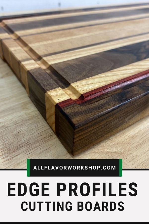 Edge profiles for cutting boards comparing chamfer vs roundover, showing how to round edges on a cutting board with a router for a clean professional look.