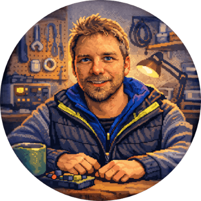 Lukas in his workshop