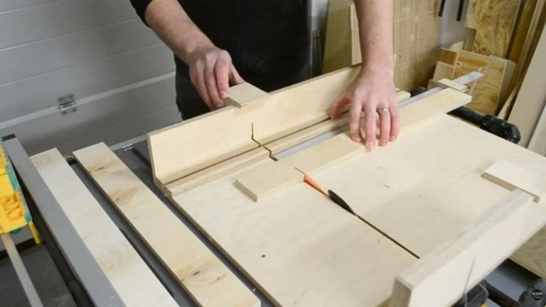 Cutting Baltic birch plywood strips for the main support frames of a DIY planer stand.
