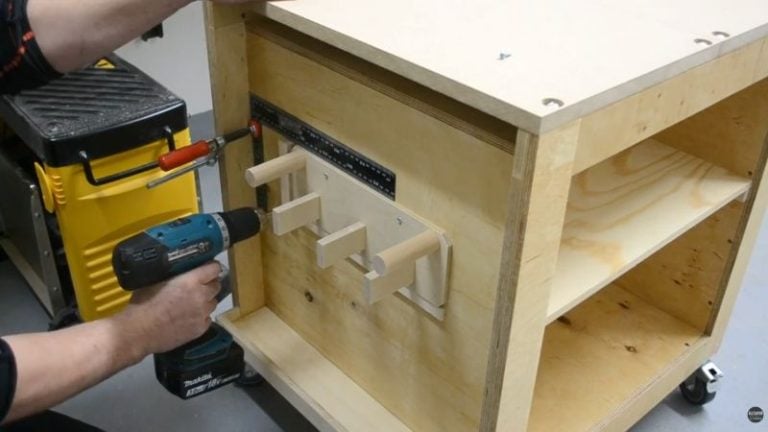 Adding custom side racks to a mobile planer stand for clamps and workshop accessories.