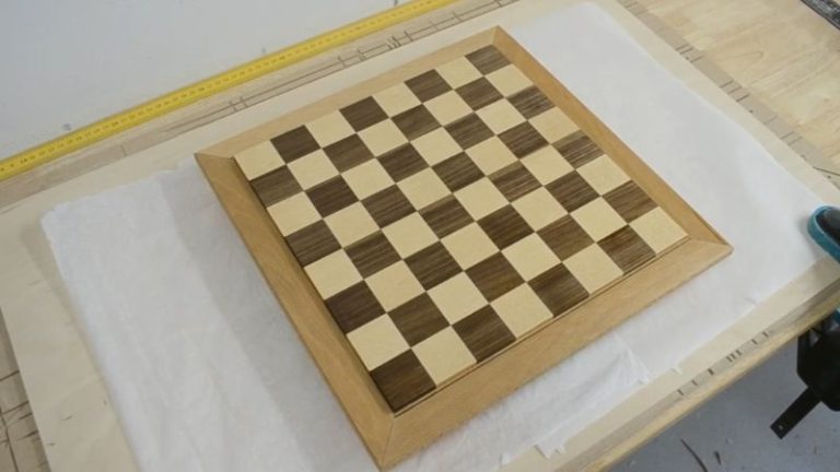 Strap clamp glue-up — it pulls all four corners tight at the same time.