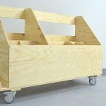 DIY lumber storage cart — rolling rack for boards and offcuts with storage boxes and heavy-duty locking casters for workshop organization.