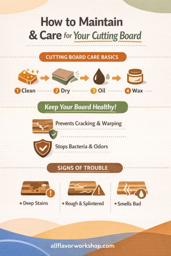 How to maintain and care for your cutting board with simple cleaning, oiling, and waxing steps.