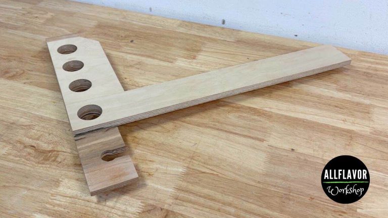 DIY router rabbet jig made from Baltic birch plywood for cutting rabbets with a handheld router.