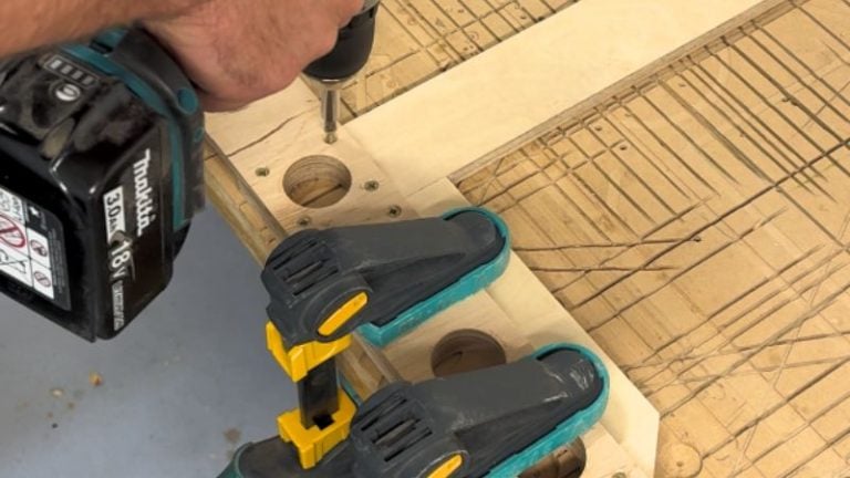 Jig secured with screws from underneath.