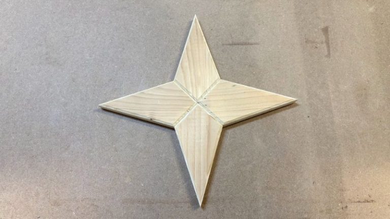 Setting a 45 degree table saw angle for a 4-point wooden star.