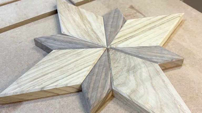 Chamfered edge on an oak piece for a wooden Bethlehem star.