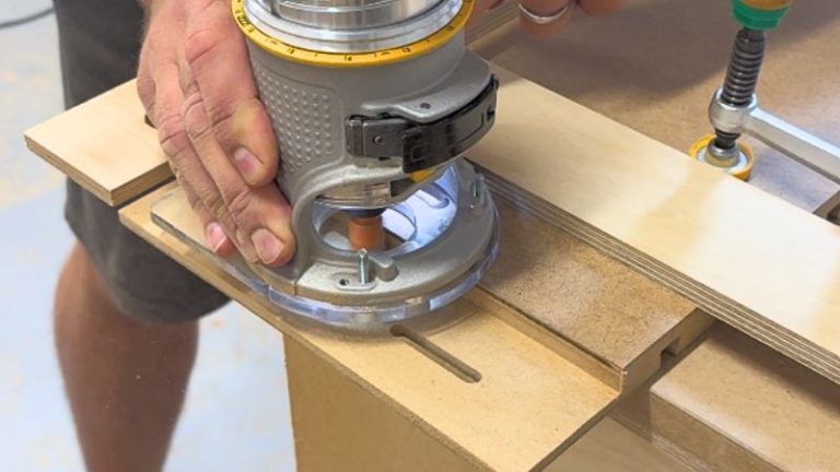 Routing a rabbet to fit the jig over the table saw sleds' t-track.