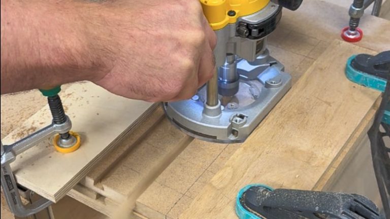 Routing horizontal dovetail tracks.