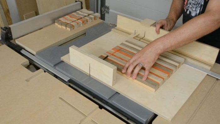 Cutting board strips using a crosscut sled
